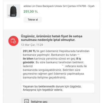 Hepsiburada Ürün Elinde Olduğu Halde Siparişi İptal Etti.