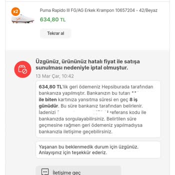 Hepsiburada Ürün Elinde Olduğu Halde Siparişi İptal Etti.