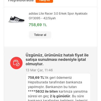 Hepsiburada Firması Tarafından Müşteri Bilgisi Dışında Sipariş İptali.