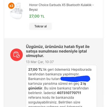 Hepsiburada.com Dan İndirim Sonrası Aldığım Ürün İptal Edildi.