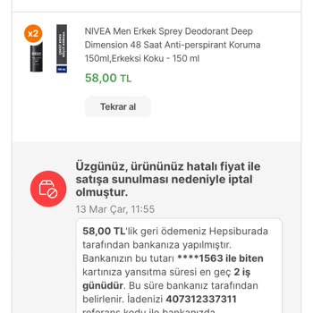 Hepsiburada'dan Verdiğim 7 Adet Siparişi İptal Etmesi