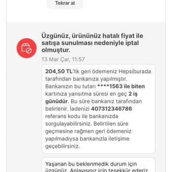 Hepsiburada'dan Verdiğim 7 Adet Siparişi İptal Etmesi