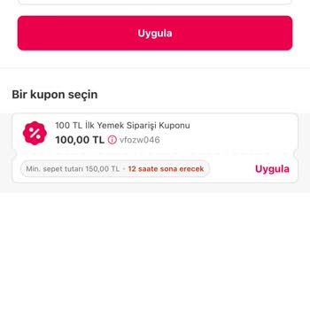 Yemek Sepeti Kuponu Kullanılmıyor!
