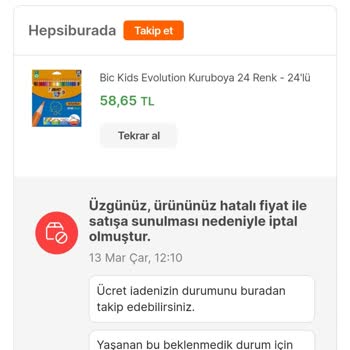 Hepsiburada Fiyat Hatası Nedeniyle Ürünlerimi İptal Ettiler