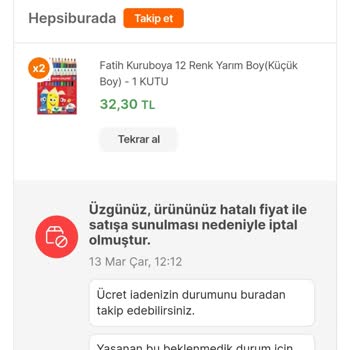 Hepsiburada Fiyat Hatası Nedeniyle Ürünlerimi İptal Ettiler