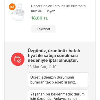 Hepsiburada Sipariş İptali Hk.