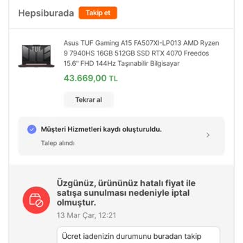 Hepsiburada İndirimli Ürünü İptal Ediyor