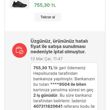 Hepsiburada Nedensiz Sipariş İptali