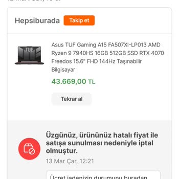 Hepsiburada Aldığım Ürünü Haksız Biçimde İptal Ediyor
