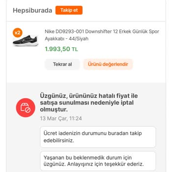 Hepsiburada Hatalı Fiyat Mağduriyeti