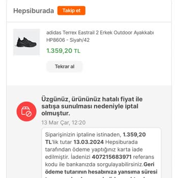 Hepsiburada Hatalı Fiyat Mağduriyeti
