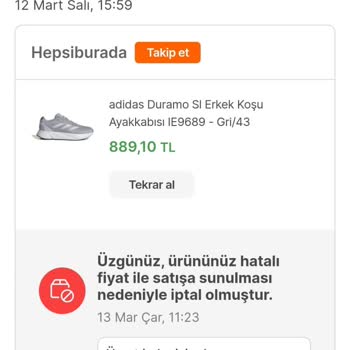 Hepsiburada İndirimli Ürün Siparişim İptal Edildi