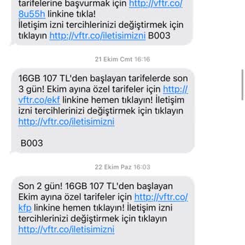Vodafone Kullanmadığım Halde Sürekli Reklam Mesajları Göndermesi