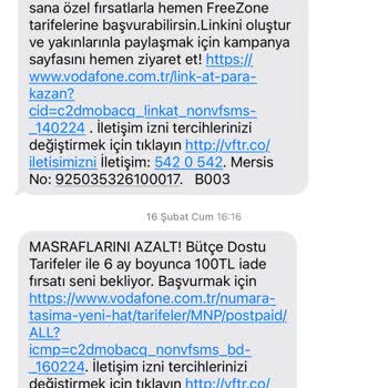 Vodafone Kullanmadığım Halde Sürekli Reklam Mesajları Göndermesi