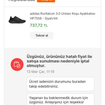 Hepsiburada Hatalı Fiyat Nedeniyle Sipariş İptali