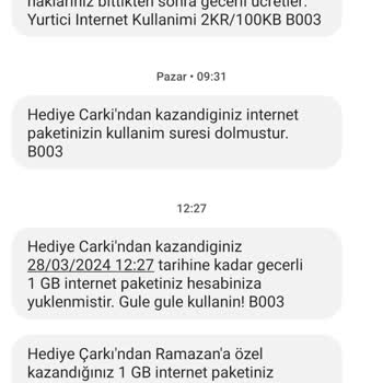 Vodafone Hediye İnternet Paketime Yansımıyor