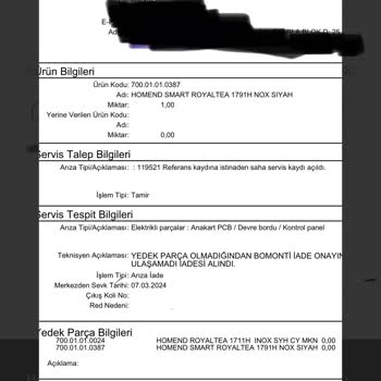Homend Yedek Parça, Yeni Ürün Ve Garanti Sorunu
