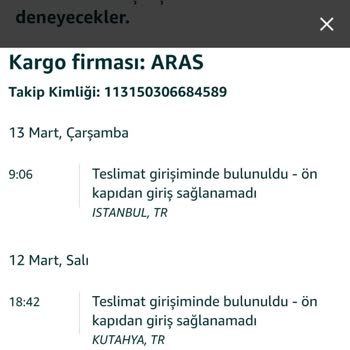 Aras Kargo Kütahya/Germiyan Şubesi Kargo Teslimim Gerçekleşmedi.