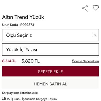 Lizay Pırlanta Yüzük Gram Eksikliği