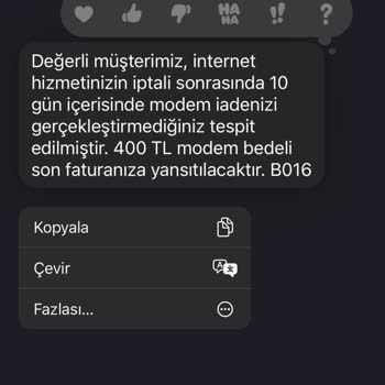 Vodafone Haksız Yare Modem Ücreti