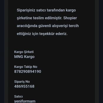 Shopier Kargo Takip No Yanlış