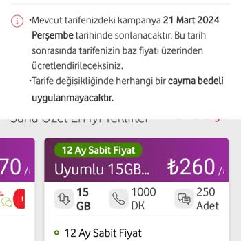 Vodafone Tarifem En Uygun Olmasını