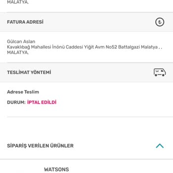 Watsons Doğum Günü Hediyesi İptali