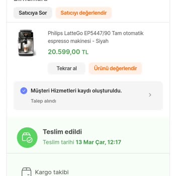 Birnumara.com Ve Hepsiburada.com Kahve Makinesi Siparişi