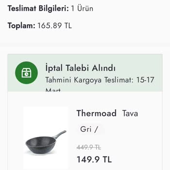 Boyner Siparişimi İptal Etti
