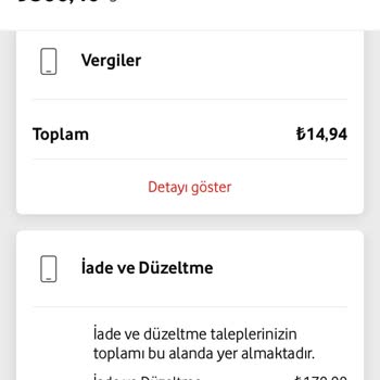 Vodafone Faturama İade Ve Düzeltme Adı Altında Gelen Ek Ücret