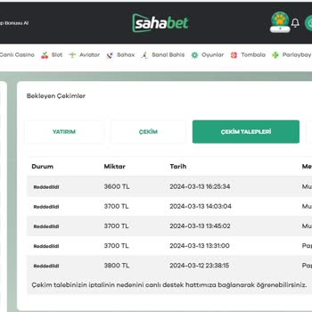 Sahabet Paraya Yatma. Dikkat.