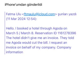 Agoda Fatura Vermiyor!