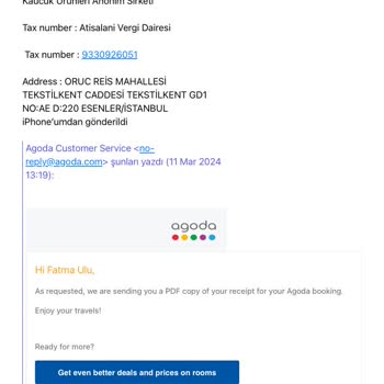 Agoda Fatura Vermiyor!