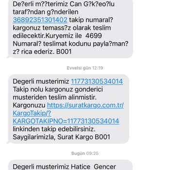 Sürat Kargo Dağıtım Mesajı Gelip Dağıtılmayan Ürünler