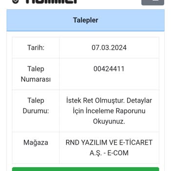 Hummel Defolu Ürün Satıp Sahip Çıkmamak