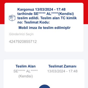 Aras Kargo Teslimat Tamamlandı Demesine Rağmen Ürünüm Teslim Edilmedi