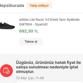 Hepsiburada Yine Siparişimi İptal Etti