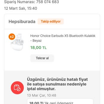 Hepsiburada Mağduriyeti Sipariş İptali