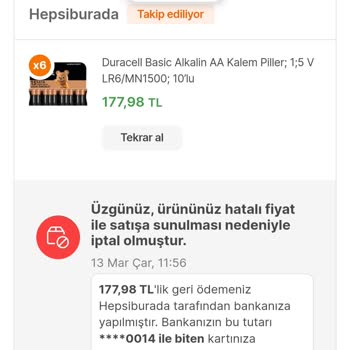 Hepsiburada Mağduriyeti Sipariş İptali