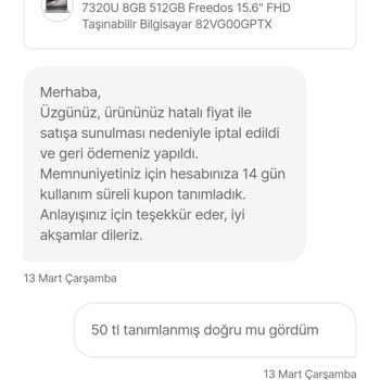 Hepsiburada Satın Aldığım Laptop Kargoda İptal Edildi