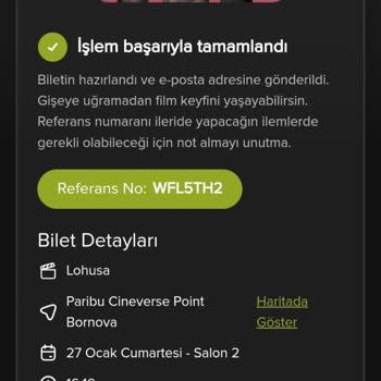 Paribu Cineverse Point Bornova Sinema Salonları Pişmanlık
