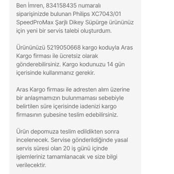 Hepsiburada Servise Giden Ürünün Arızalı Gelmesi