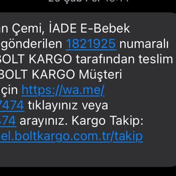 Ebebek Ve Bolt Kargo Paramı İade Etmiyor