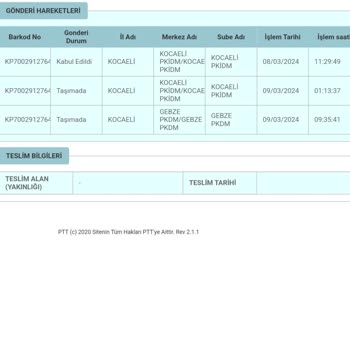 PTT Kargo PTT Gebze Pkdm Kargomun Gelmemesi