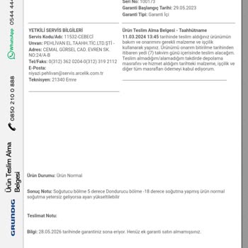 Grundig Buzdolabı 5600 Kodlu Ayıplı Ürün Ve Servis Yardımcı Olmuyor.