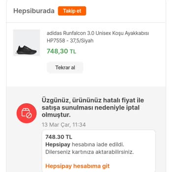 Hepsiburada Keyfi Yapılan Sipariş İptali