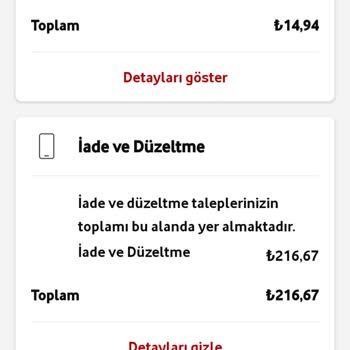 Vodafone İade Ve Düzeltme