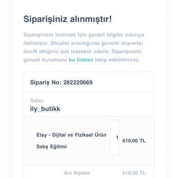ily_butikk Etsy Kursu Gönderilmedi Ücret İadesi Yapılmıyor