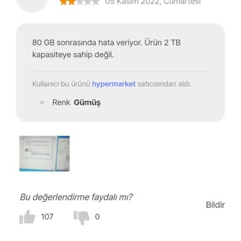 Hepsiburada.com'da Sahte TB Flash Bellek Satıyor