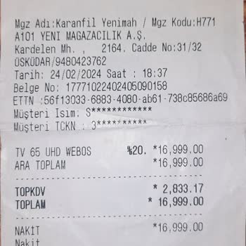 A101den Onvo Marka 65 İnç TV Aldım TV'de Bulutlanma Mevcut